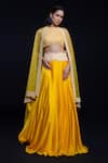 Buy_ASHUTOSH JOSHI_Yellow Bemberg Satin Hand Embroidered Resham Round Prakruti Lehenga Set _at_Aza_Fashions