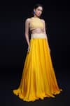 ASHUTOSH JOSHI_Yellow Bemberg Satin Hand Embroidered Resham Round Prakruti Lehenga Set _Online_at_Aza_Fashions