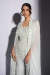 Shop_ASHUTOSH JOSHI_Blue Net Hand Embroidered Abstract Kurta U Neck Nayah Sharara Set With Cape _Online_at_Aza_Fashions