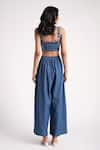 Shop_Elarra By Pratyancha_Blue Denim Sweetheart Berry Frinze Bustier With Pant _at_Aza_Fashions