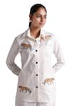 Buy_Elarra By Pratyancha_White Denim Embroidered Tiger Collared Shirt With Shorts _Online_at_Aza_Fashions