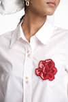 Shop_Elarra By Pratyancha_White Poplin Embroidered Rose Collared Pop Shirt _Online_at_Aza_Fashions