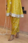 Shop_Izzumi Mehta_Yellow Chanderi Embroidery Zardosi Notched A-line Kurta With Pant _Online_at_Aza_Fashions