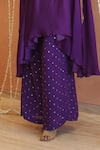 Buy_Izzumi Mehta_Purple Cape Modal Silk Embroidery Zardosi Round Asymmetric With Flared Pant _Online_at_Aza_Fashions