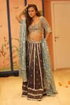 Buy_Izzumi Mehta_Blue Chanderi Embroidery Gota Leaf Lehenga Set _at_Aza_Fashions