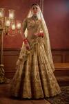 Buy_Kalighata_Ivory Raw Silk Embroidered Zari Aakruti Floral Scallop Bridal Lehenga Set _at_Aza_Fashions