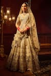 Buy_Kalighata_Ivory Raw Silk Embroidered Zari Aakruti Floral Scallop Bridal Lehenga Set _Online_at_Aza_Fashions