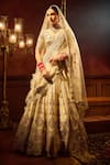 Shop_Kalighata_Ivory Raw Silk Embroidered Zari Aakruti Floral Scallop Bridal Lehenga Set _Online_at_Aza_Fashions