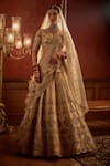 Kalighata_Ivory Raw Silk Embroidered Zari Aakruti Floral Scallop Bridal Lehenga Set _at_Aza_Fashions