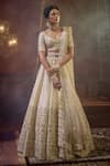 Buy_Kalighata_Ivory Raw Silk Embroidered Shehnai Sequin Embellished Floral Bridal Lehenga Set _Online_at_Aza_Fashions