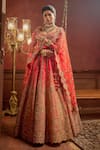 Buy_Kalighata_Pink Raw Silk Embroidered Zari Sweetheart Vivah Blossom Bridal Lehenga Set _at_Aza_Fashions