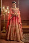 Buy_Kalighata_Pink Raw Silk Embroidered Zari Sweetheart Vivah Blossom Bridal Lehenga Set _Online_at_Aza_Fashions