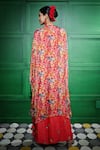 Shop_Keith Gomes_Red Silk Embellished Tropical Round Print Kaftan With Palazzo _at_Aza_Fashions