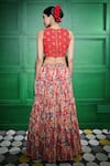 Shop_Keith Gomes_Red Georgette Embroidered Floral High Print Lehenga With Blouse _at_Aza_Fashions