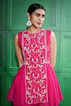 Keith Gomes_Pink Silk Organza Embroidered Pearl Round Front Tunic With Sharara _Online_at_Aza_Fashions