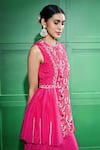 Buy_Keith Gomes_Pink Silk Organza Embroidered Pearl Round Front Tunic With Sharara _Online_at_Aza_Fashions