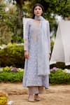 Buy_NAAZ BY NOOR_Blue Kurta Fine Cotton Chanderi Embroidery Himalayan Poppy Fields Work Set _at_Aza_Fashions