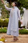 NAAZ BY NOOR_Blue Kurta Fine Cotton Chanderi Embroidery Himalayan Poppy Fields Work Set _Online_at_Aza_Fashions