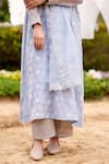 Shop_NAAZ BY NOOR_Blue Kurta Fine Cotton Chanderi Embroidery Himalayan Poppy Fields Work Set _Online_at_Aza_Fashions