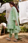 Shop_NAAZ BY NOOR_Green Kurta Fine Cotton Chanderi Embroidery Thread Calla Lily Border Set _at_Aza_Fashions