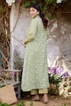 Shop_NAAZ BY NOOR_Green Kurta Fine Cotton Chanderi Embroidery Thread V Ladys Mantle Fields Set _at_Aza_Fashions