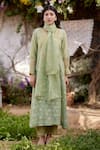 Buy_NAAZ BY NOOR_Green Kurta Fine Cotton Chanderi Embroidery Thread V Ladys Mantle Fields Set _Online_at_Aza_Fashions