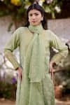 Shop_NAAZ BY NOOR_Green Kurta Fine Cotton Chanderi Embroidery Thread V Ladys Mantle Fields Set _Online_at_Aza_Fashions