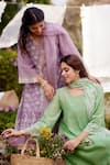 NAAZ BY NOOR_Purple Kurta Fine Cotton Chanderi Embroidery Thread Cutwork Set _at_Aza_Fashions