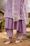 Shop_NAAZ BY NOOR_Purple Kurta Fine Cotton Chanderi Embroidery Thread Cutwork Set 