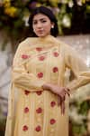 Buy_NAAZ BY NOOR_Yellow Kurta Fine Cotton Chanderi Embroidery Thread Meringue Floral Set _Online_at_Aza_Fashions