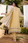 Shop_NAAZ BY NOOR_Yellow Kurta Fine Cotton Chanderi Embroidery Meringue Floral A-line Set _at_Aza_Fashions