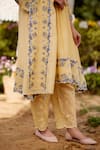 Shop_NAAZ BY NOOR_Yellow Kurta Fine Cotton Chanderi Embroidery Meringue Floral A-line Set _Online_at_Aza_Fashions