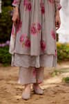 Shop_NAAZ BY NOOR_Pink Kurta Fine Cotton Chanderi Printed Rose Field Collar And Pant Set _Online_at_Aza_Fashions