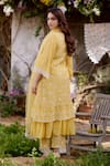 Shop_NAAZ BY NOOR_Yellow Kurta Fine Cotton Chanderi Embroidery Sunflower Fields A-line Set _at_Aza_Fashions