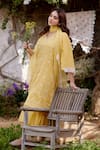 Buy_NAAZ BY NOOR_Yellow Kurta Fine Cotton Chanderi Embroidery Sunflower Fields A-line Set 