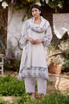 Buy_NAAZ BY NOOR_White Kurta And Dupatta Fine Cotton Chanderi Embroidery Daisy Fields Border Set _at_Aza_Fashions