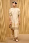 Buy_Tarun Tahiliani_Beige Silk Dupion Printed Pichwai Kurta _at_Aza_Fashions