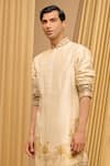 Shop_Tarun Tahiliani_Beige Silk Dupion Printed Pichwai Kurta _Online_at_Aza_Fashions