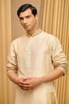 Buy_Tarun Tahiliani_Beige Silk Dupion Printed Pichwai Kurta 