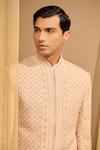 Buy_Tarun Tahiliani_Ivory Silk Double Ggt Embroidered Chikankari Bandhgala Set 