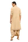 Buy_Tarun Tahiliani_Beige Silk Double Ggt Embroidered Thread Work Kurta And Draped Dhoti Pant Set 