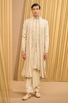 Buy_Tarun Tahiliani_Ivory Double Ggt Printed Thread Mughal Jaal Embroidered Sherwani Set _at_Aza_Fashions