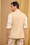 Shop_Tarun Tahiliani_Ivory Double Ggt Printed Thread Work Chikankari Waistcoat _at_Aza_Fashions