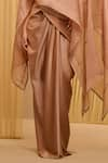 Shop_Tarun Tahiliani_Beige Skirt Satin Solid Straight Neck Short Kaftan Top And Draped Co-ord Set 