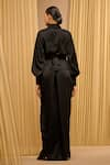 Shop_Tarun Tahiliani_Black Satin Solid Lapel Wrap-around Draped Top _at_Aza_Fashions