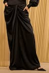 Shop_Tarun Tahiliani_Black Satin Solid Lapel Wrap-around Draped Top _Online_at_Aza_Fashions