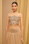 Tarun Tahiliani_Gold Lehenga Tulle Embellished Crystal Illusion Round Crinkle With Blouse _Online_at_Aza_Fashions