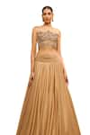 Buy_Tarun Tahiliani_Gold Lehenga Tulle Embellished Crystal Illusion Round Crinkle With Blouse _Online_at_Aza_Fashions