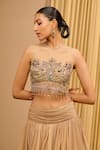 Tarun Tahiliani_Gold Lehenga Tulle Embellished Crystal Illusion Round Crinkle With Blouse _at_Aza_Fashions