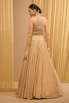 Shop_Tarun Tahiliani_Gold Lehenga Tulle Embellished Crystal Illusion Round Crinkle With Blouse _at_Aza_Fashions